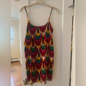Alice + Olivia Slip Dress Ikat Printed Colorful Cocktail Party Art Deco Mod Fall
